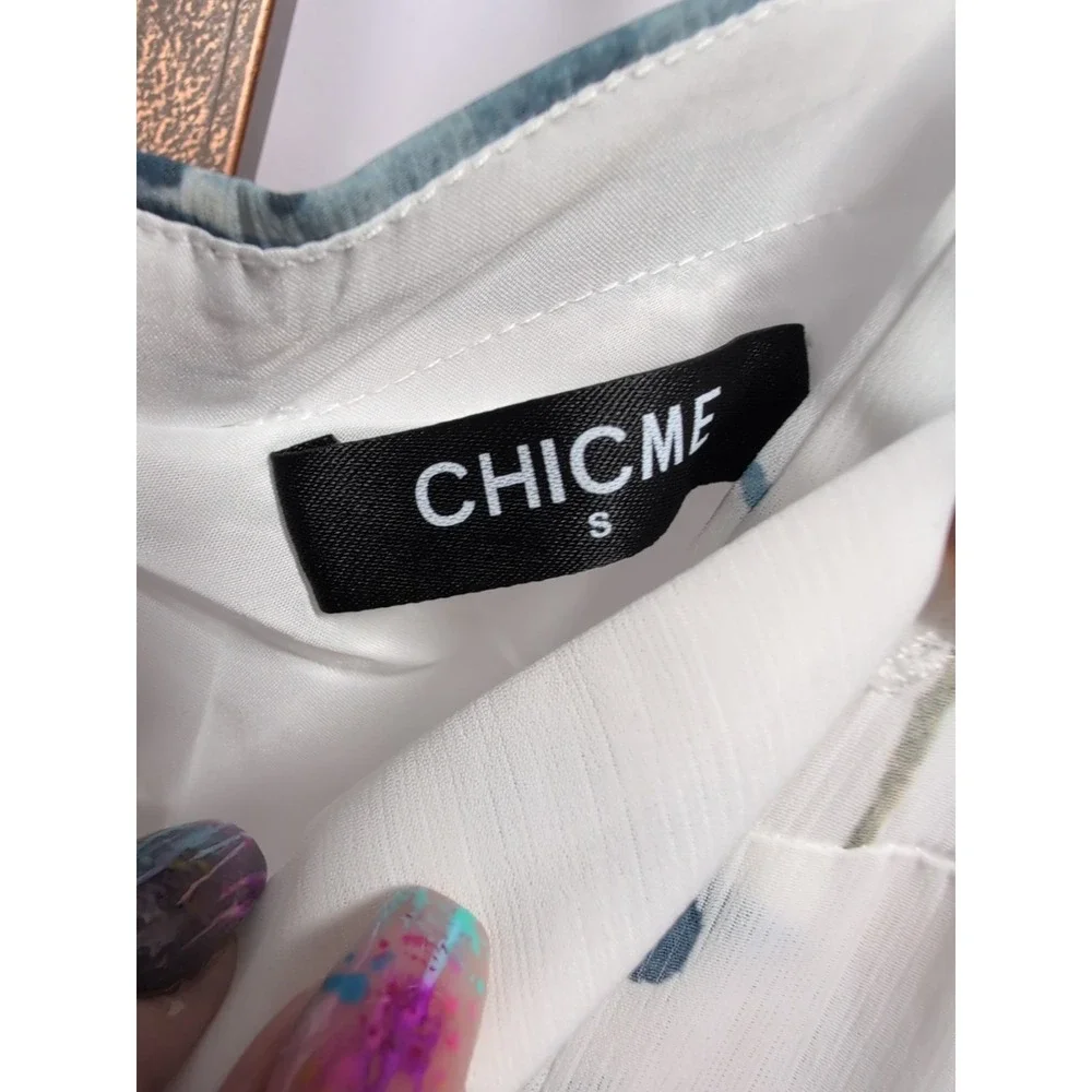 Chicme Art To Wear White Floral Wide Leg  Jumpsuit‎ Women's Small